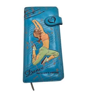 Shag Wear Women's Premium Vegan Clutch Cardholder Zipper Wallet Blue Dance